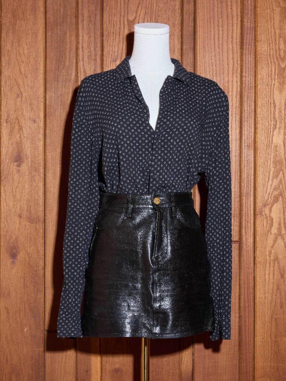 Frame Denim Leather Skirt